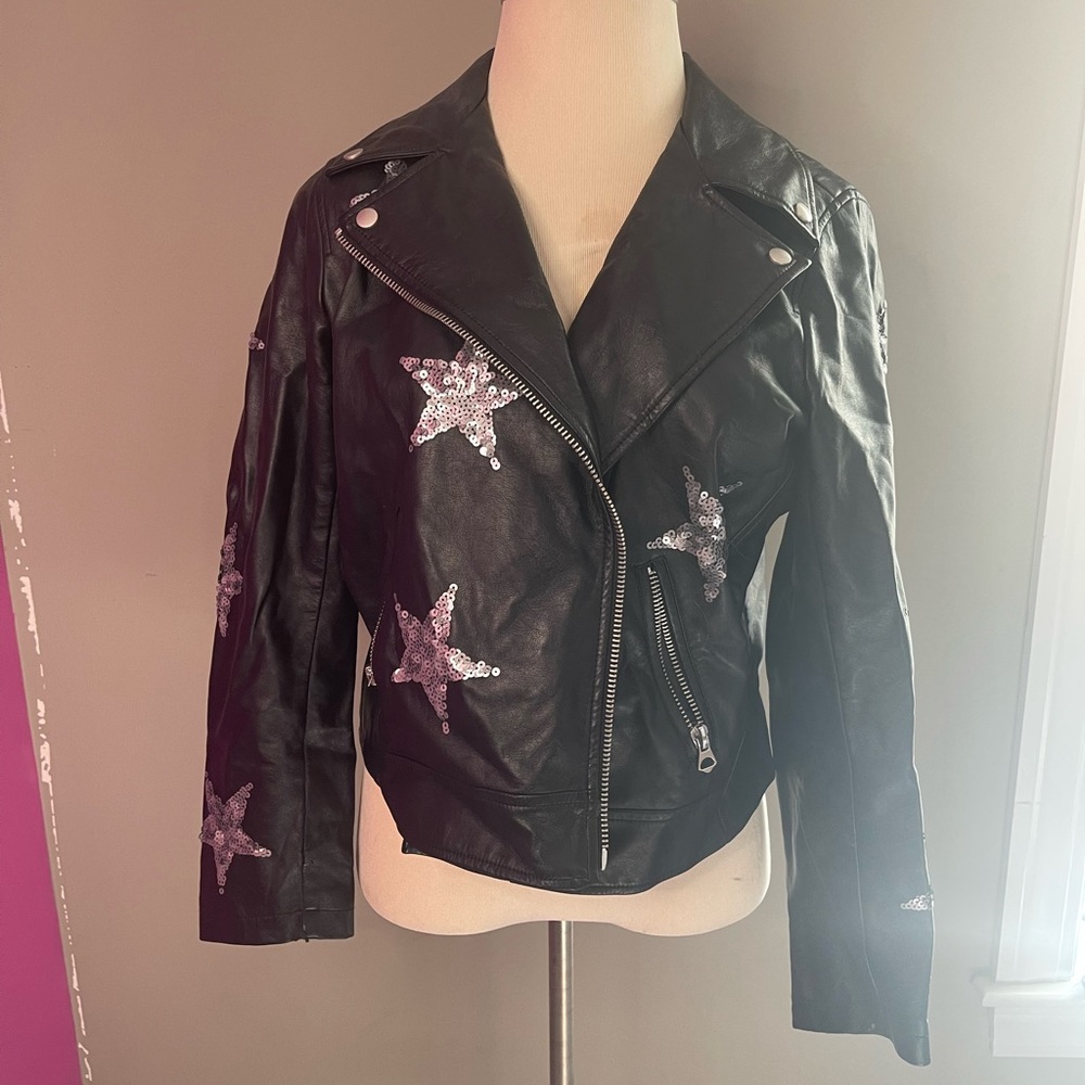 Torrid size 2 leather and sequin jacket